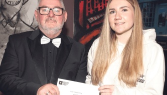 Rose Lacey Byrne, winner of the Wexford Festival Opera School Essay Writing competition in 2025, pictured with Wexford Festival Opera Chairman Paul Cleary. Pic: Jim Campbell courtesy of the Wexford People