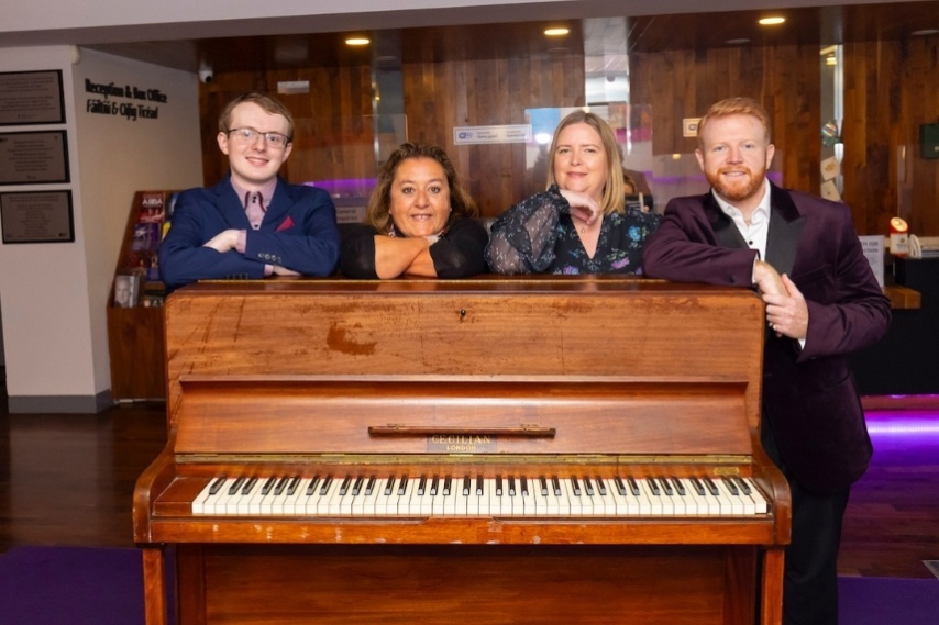 Pictured: Frasier Hickland, Rosetta Cucchi WFO Artistic Director, Deirdre Hannon Plant Manager Danone Wexford and Seán Tester. Photo: Patrick Browne